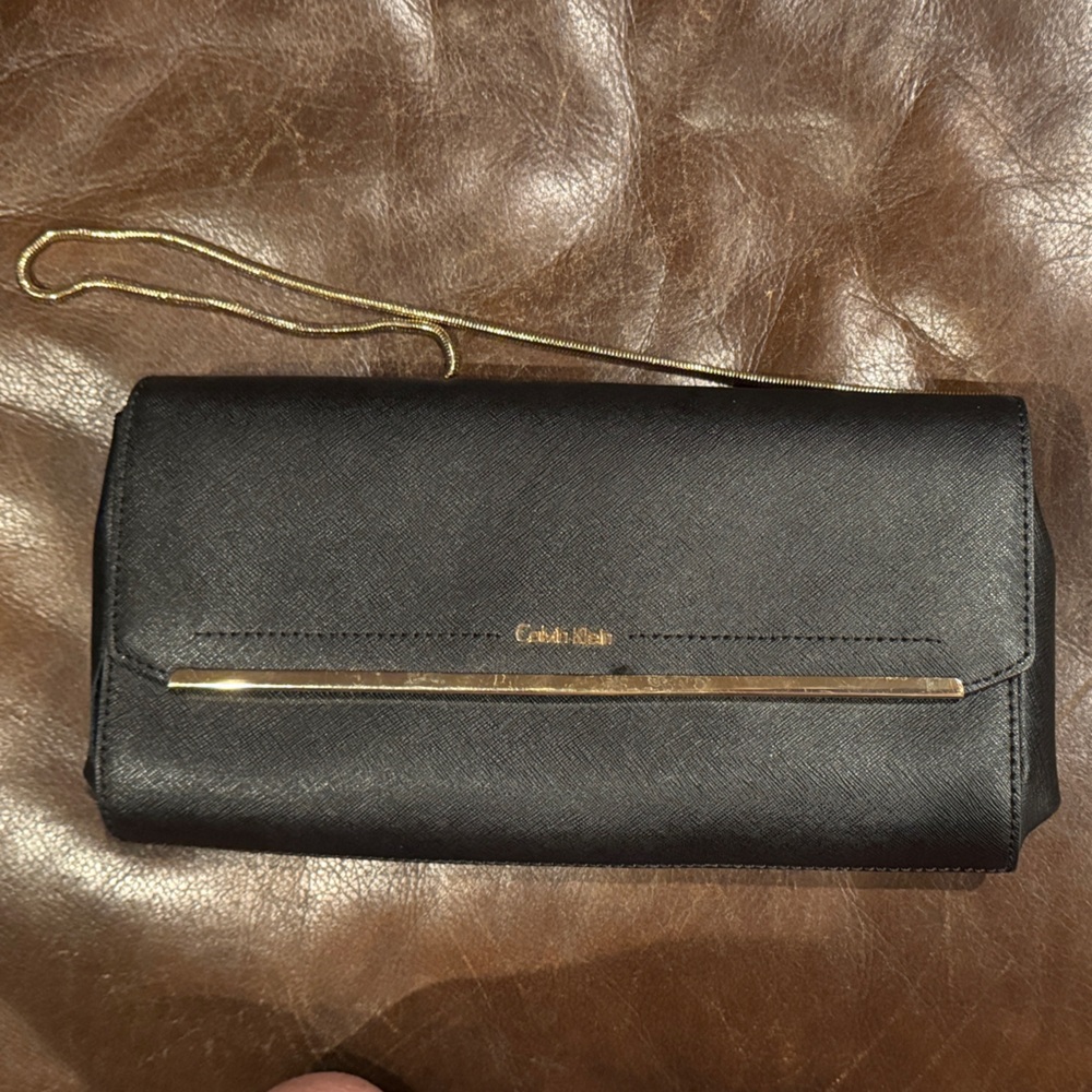 Calvin Klein Black Wristlet with Gold Detail